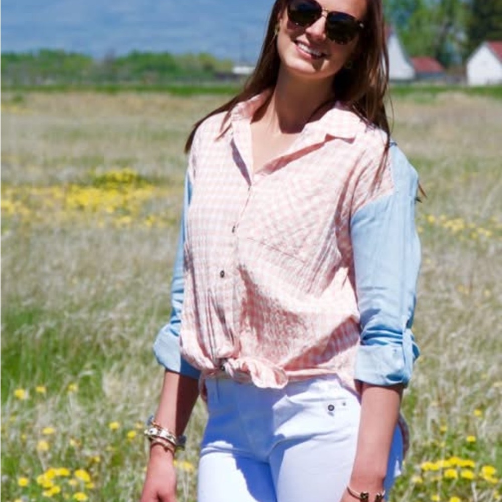 Entro Pink and Blue Button Down Shirt